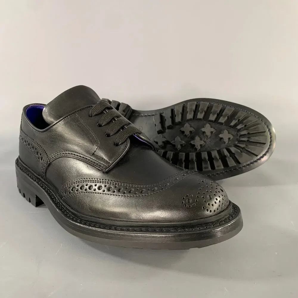 BURBERRY Size 8 Black Perforated Leather Lace Up Lace Up Shoes